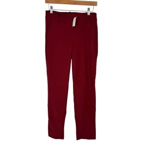 J.Crew Mercantile Slim Crop Ruby Trousers Burgundy Straight Pant J5292 Sz 2 NEW